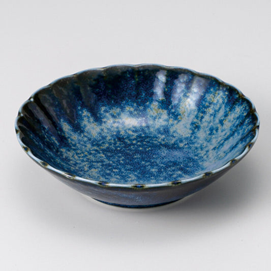 Assiette Creuse 13,8cm - Chrysanthème Bleu Nuit - Minoyaki Japon