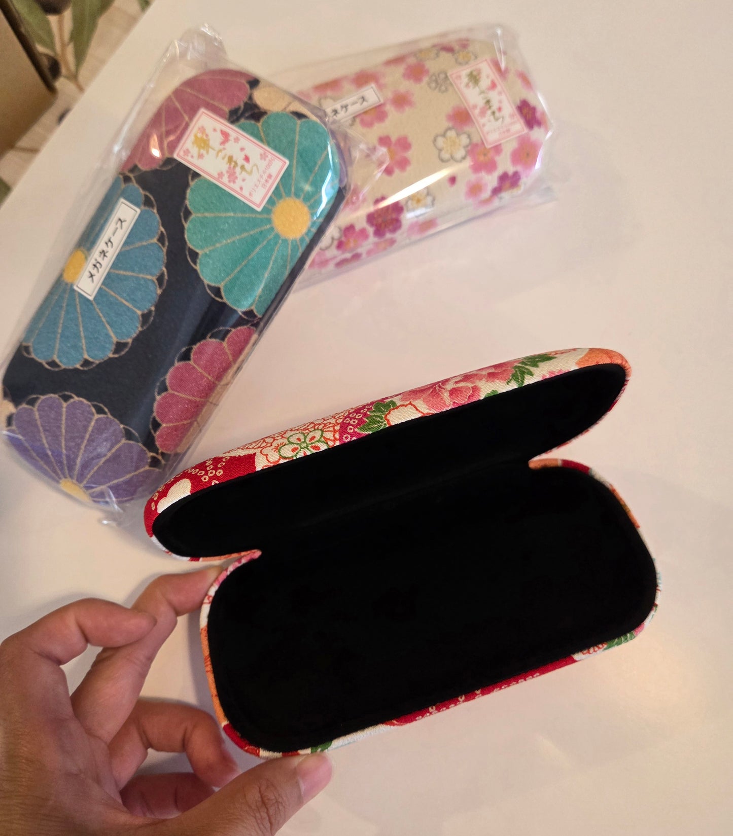 Boîte à Lunettes Rigide - Tissu Japonais Floral