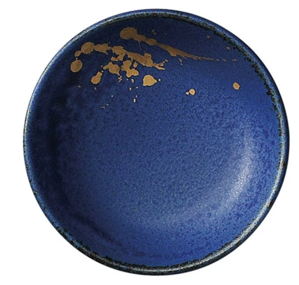 Mini assiette 8 cm– Émail Ruri Bleu Gold Splash - Minoyaki Japon