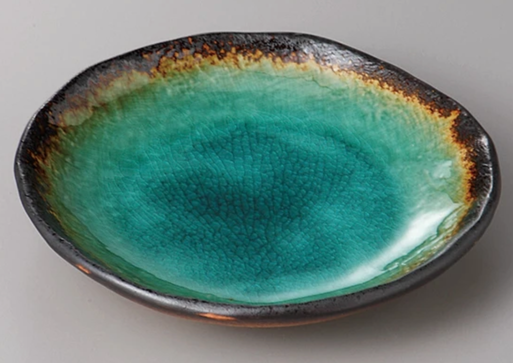 Assiette Ronde Turquoise Mer Profonde 16 cm – Minoyaki Japon