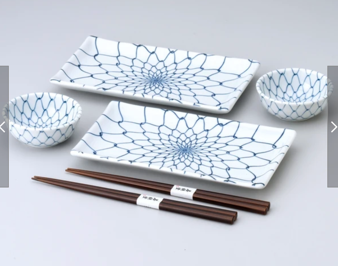 Coffret assortiment Service pour 2 - Chrysanthème Bleue - Minoyaki Japon