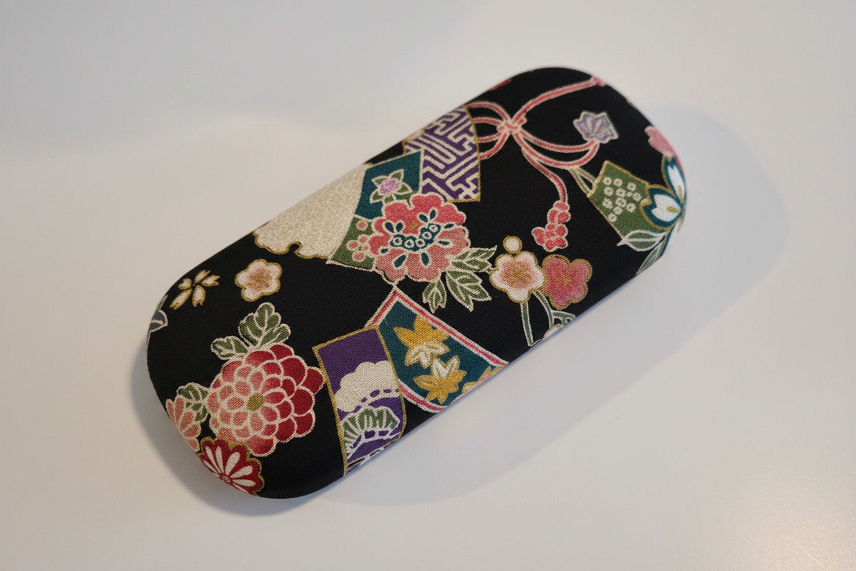 Boîte à Lunettes Rigide - Tissu Japonais Floral