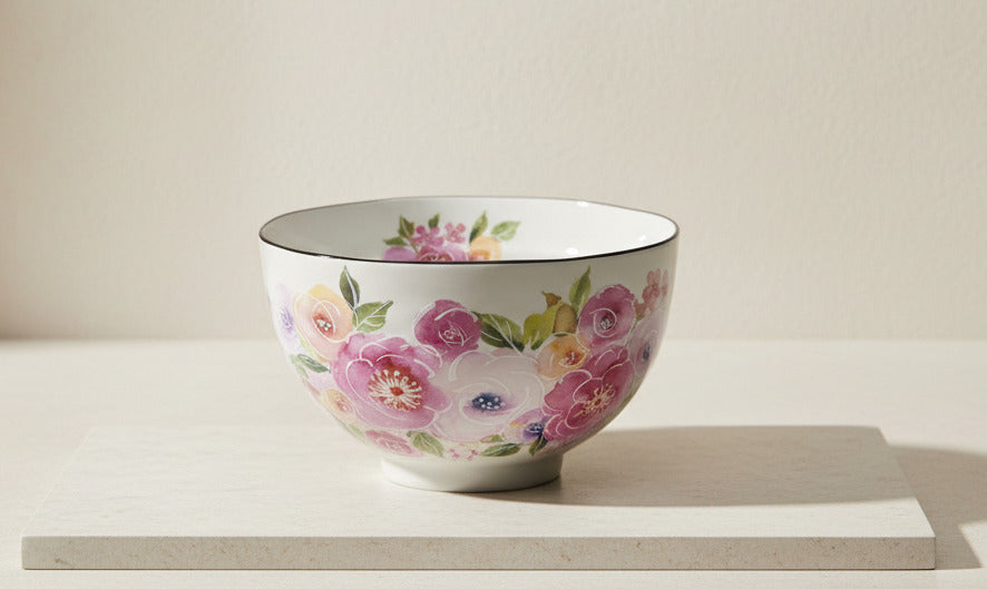 Coffret 5 Bols Floraux — Minoyaki Japon
