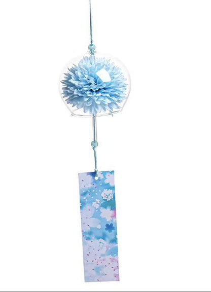 Furin en Verre – Carillon Japonais Fleur Bleue