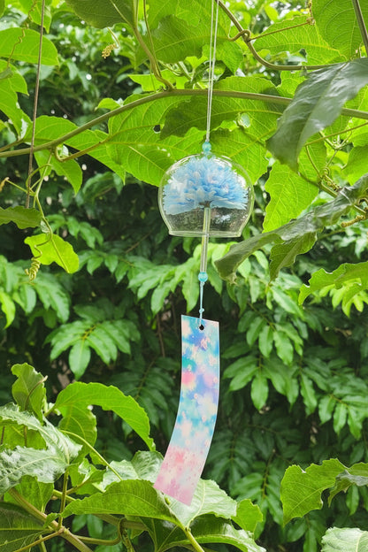 Furin en Verre – Carillon Japonais Fleur Bleue
