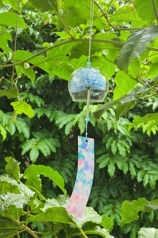 Furin en Verre – Carillon Japonais Fleur Bleue
