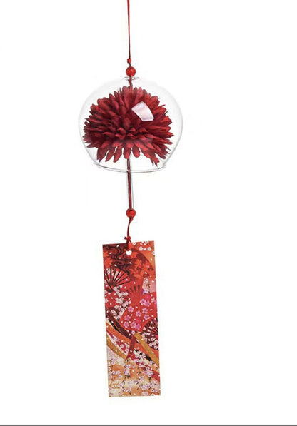 Furin en Verre – Carillon Japonais Fleur Rouge