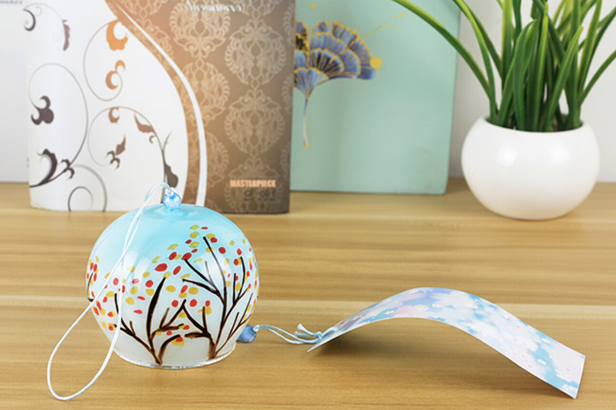 Furin en Verre Peint – Carillon Japonais Motif Arbre des Saisons