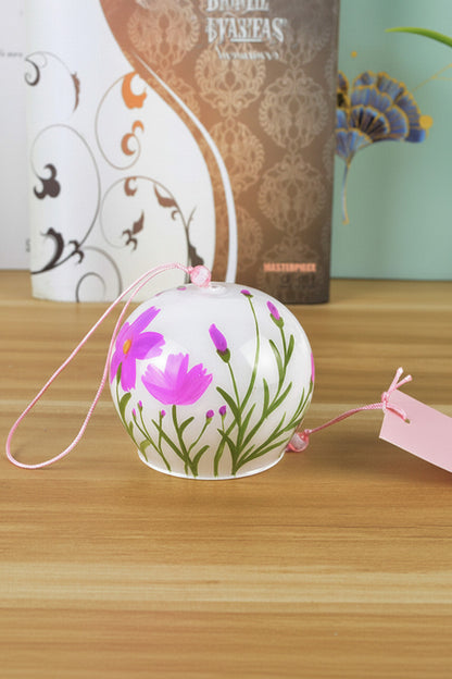 Furin en Verre Peint – Carillon Japonais Motif Fleurs Roses