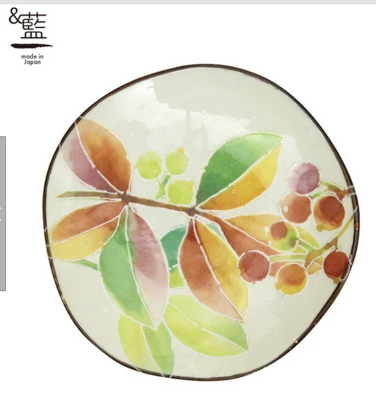 Mini Assiette Mamezara — Feuilles et baies rouges