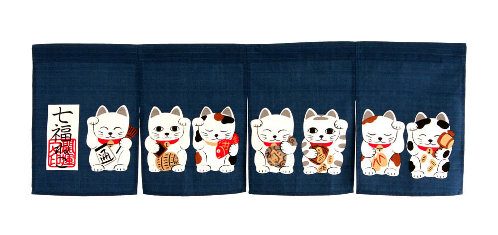 Noren - 7 Lucky Cat Bleu
