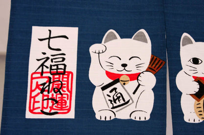 Noren - 7 Lucky Cat Bleu