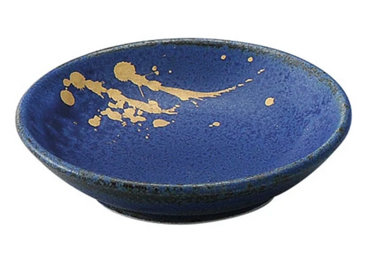 Mini assiette 8 cm– Émail Ruri Bleu Gold Splash - Minoyaki Japon
