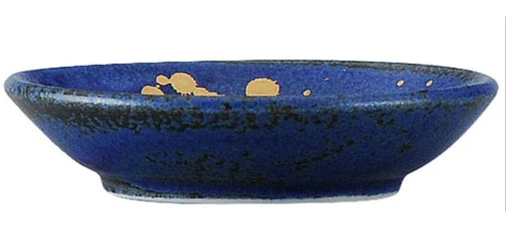 Mini assiette 8 cm– Émail Ruri Bleu Gold Splash - Minoyaki Japon