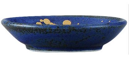 Mini assiette 8 cm– Émail Ruri Bleu Gold Splash - Minoyaki Japon