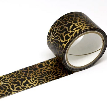 Washi Tape - Black Chrysanthème 25 mm
