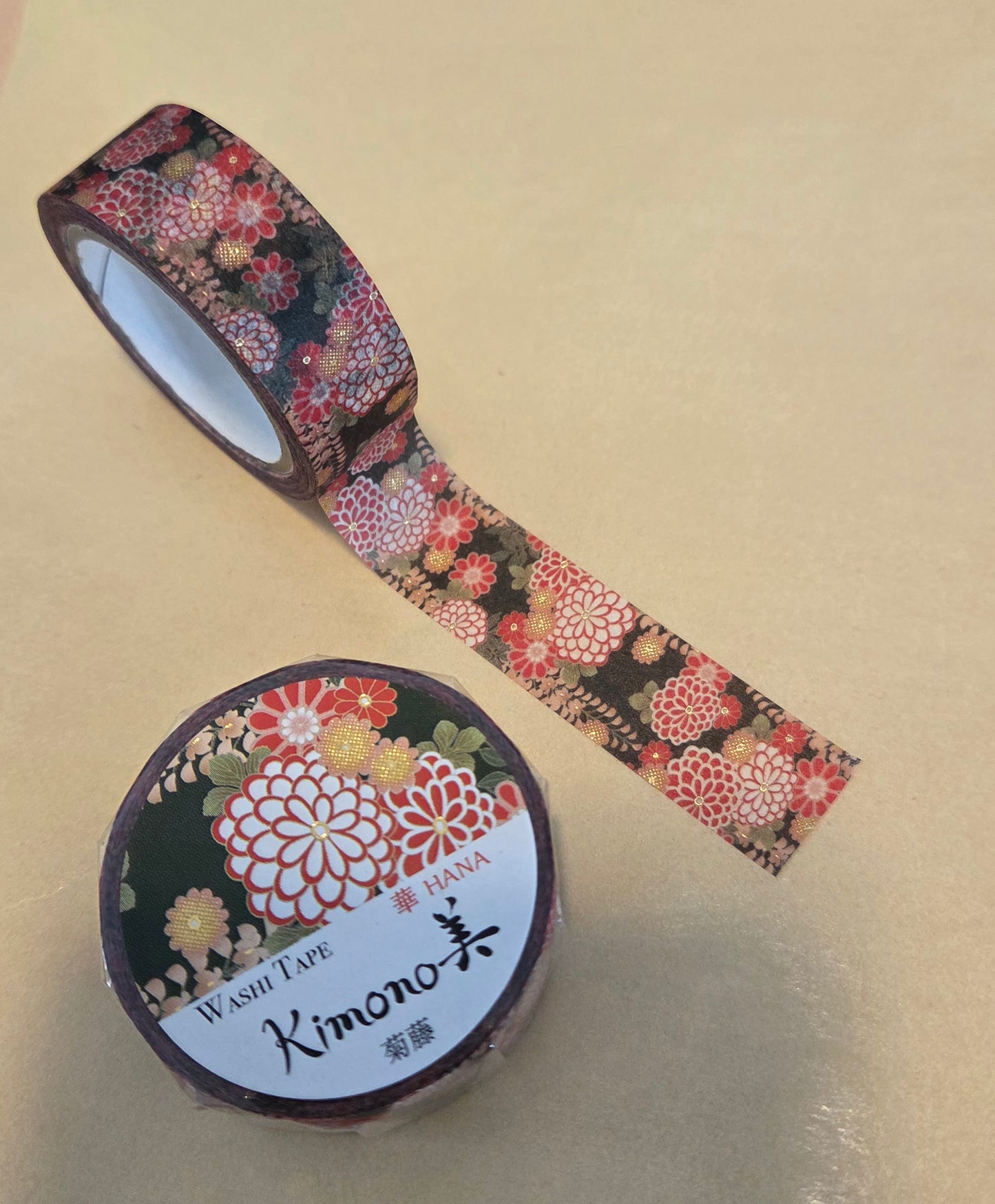 Washi Tape - Chrysanthème en couleur 15 mm