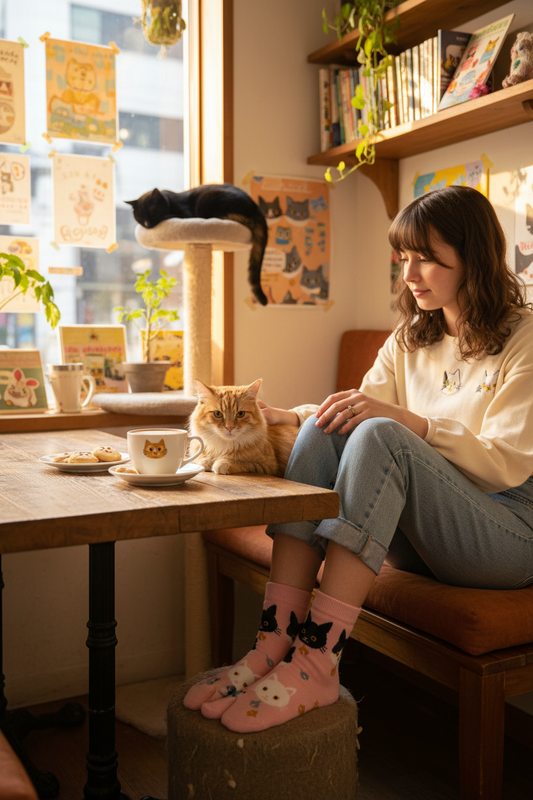Chaussettes tabi Chats Roses - Ado au cat café