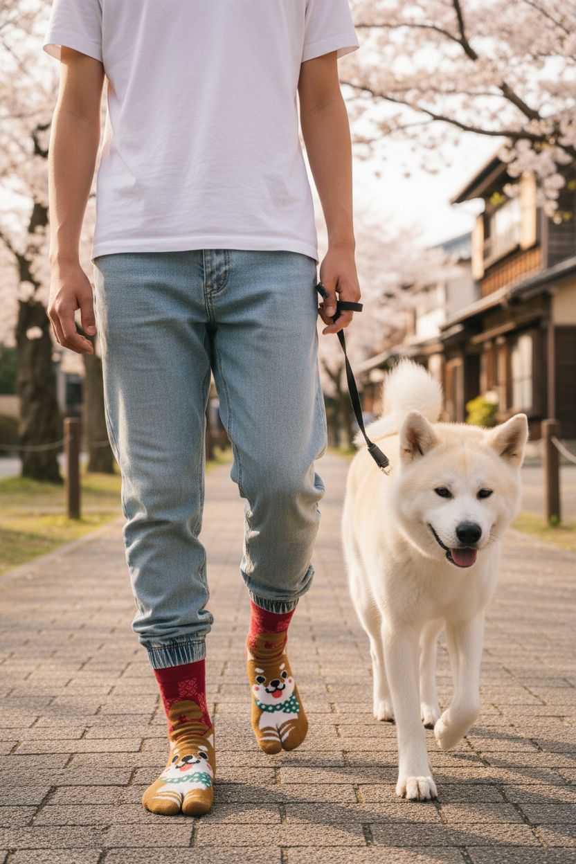 Chaussettes tabi Hachiko - Ado et son Akita