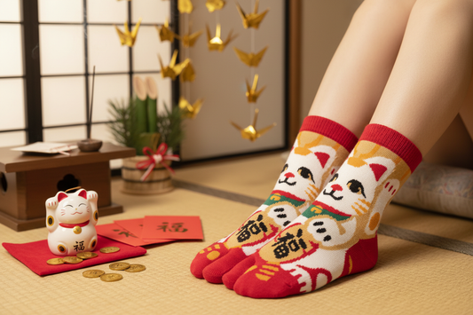 Chaussettes tabi Maneki-Neko - Ambiance porte-bonheur