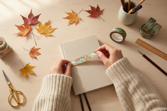 DIY avec washi tape automne feuilles d'érable et Mont Fuji