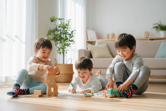 Enfants jouant avec chaussettes anti-dérapantes japonaises