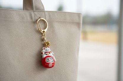Porte-clés Maneki-neko Daruma sur sac