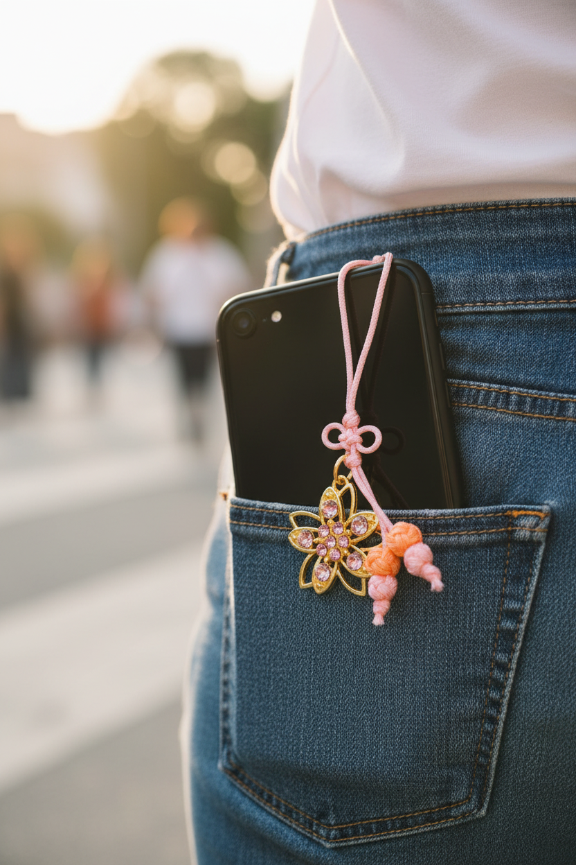 Strap Sakura - Téléphone poche arrière jean