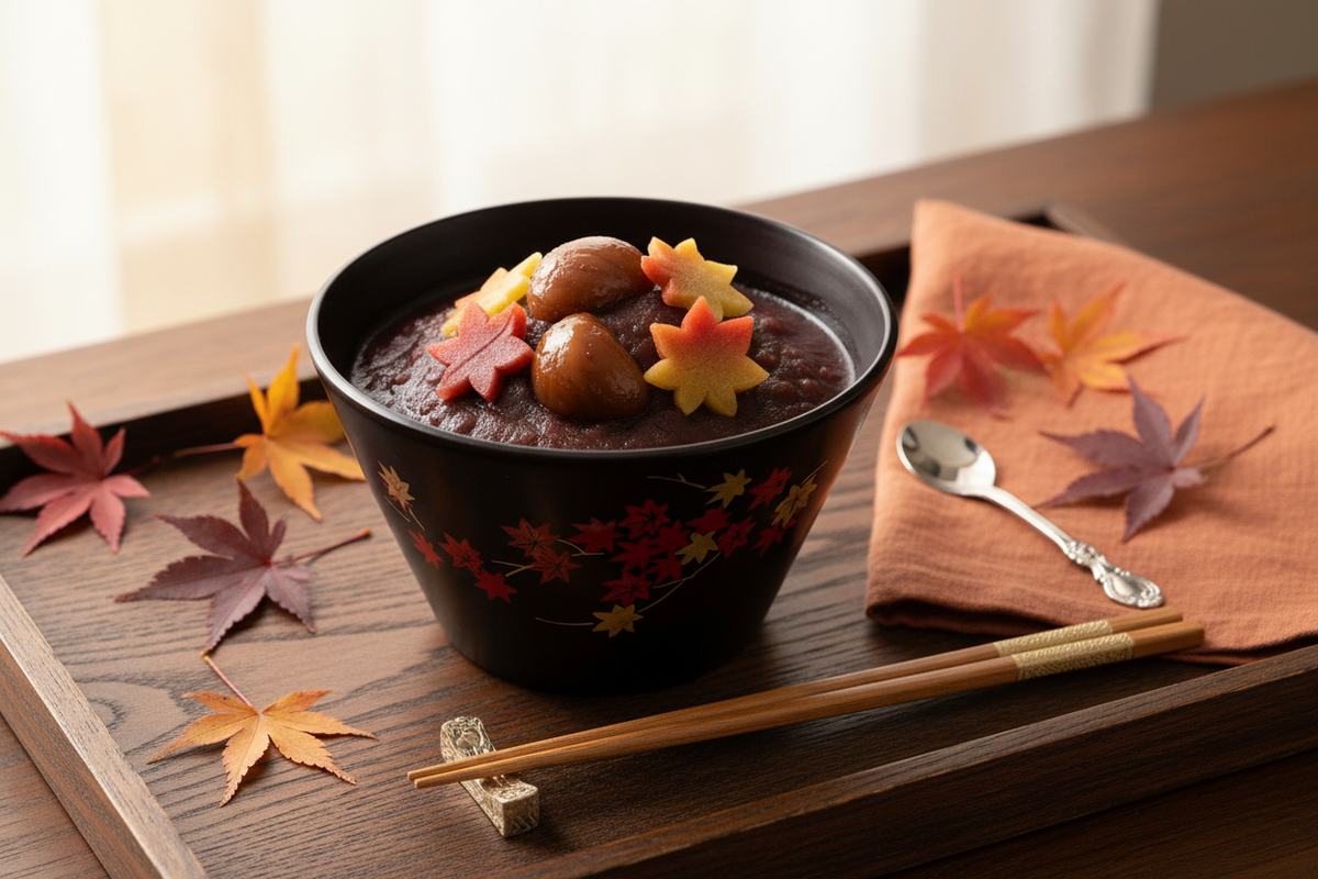 Tasse basse avec dessert japonais automne