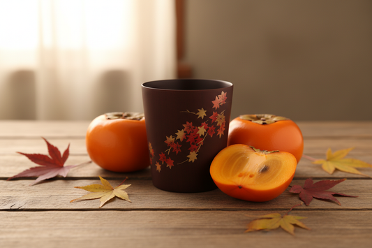 Tasse en bois automne avec kakis