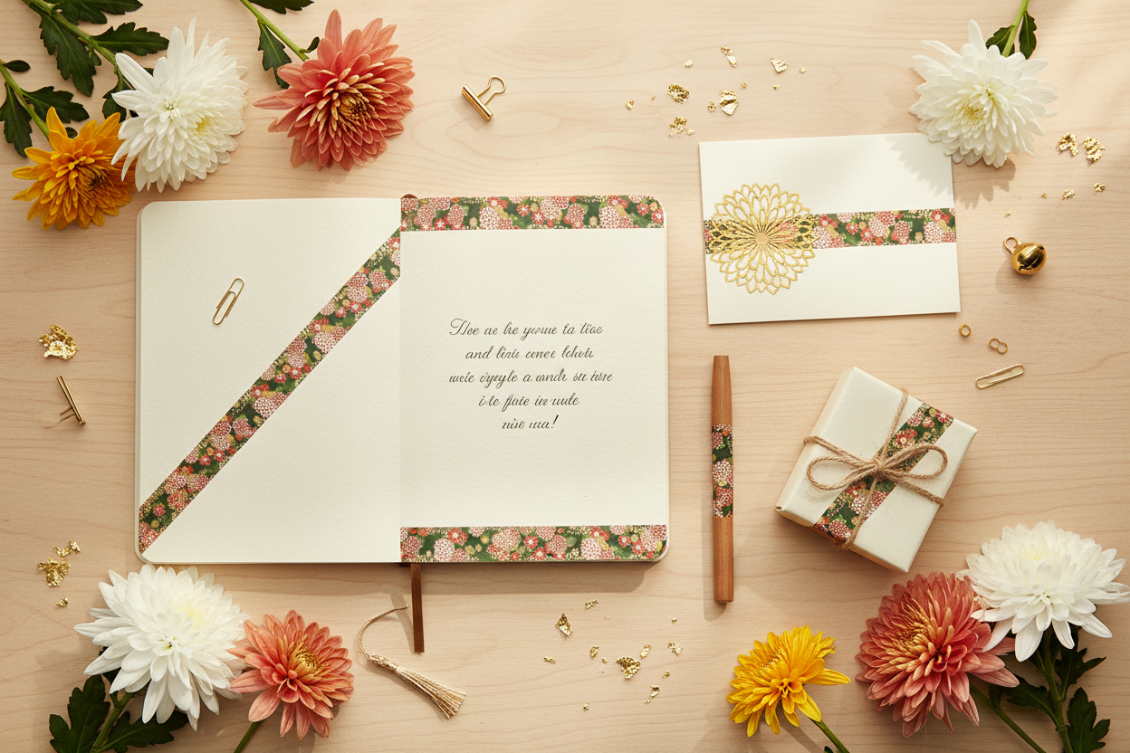 Washi tape Kimono-美 chrysanthème coloré - ambiance créative